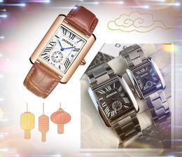 Only My Factory Goods Montre Premium Hommes Femmes Trois Broches Carré Cadran Romain Mouvement À Quartz Mâle Horloge En Acier Inoxydable Mode Balayage Tique Montres Cadeaux