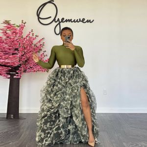 Verkoop alleen camo tule rokken zwarte bruids vrouwen petticoat side split lange tutu rok elastische verjaardag rok voor fotoshoot tutu rok vrouwelijk bruids ondergoed