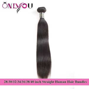 Alleen haarproducten rauw Indiase rechte menselijke haarbundels 28 30 32 34 36 38 40 inch weefsels bundels Braziliaanse maagdelijke hair extensions