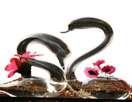 Onnpnnq Swan Glass Fluse Decoración de jarrones de vidrio de vidrio para el hogar para la decoración de la boda Jarrones de flores Decorativas para hogares2950615