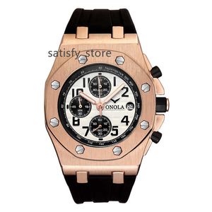ONOLA 6806 Top marque hommes montre de sport à Quartz Silicone semaine affichage chronographe montres montre à main pour homme
