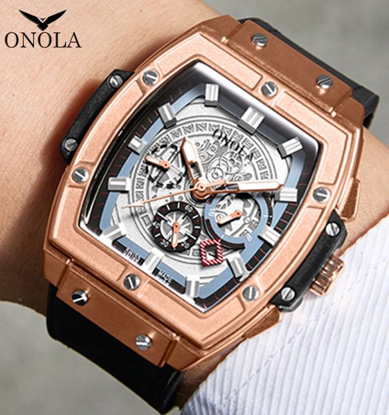 ONOLA marque de luxe classique montre à quartz léger tonneau carré grande montre-bracelet affaires décontracté designer pour homme