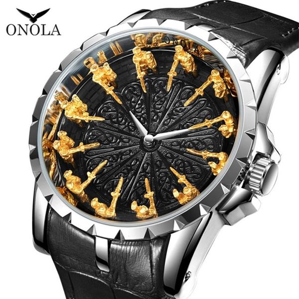 ONOLA Brand Unique Quartz Watch Man Luxury Rose Gold Leather Cool Gift For Man Watch Fashion Casual Imperproof Relogie Masculino 22879