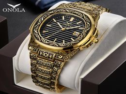 ONOLA Brand Vine Golden Watch Male Male 2019 Fashion Cusual Quartz Wist Watch Date Gold Luxury Classic Classic Designer Man Watch5380758