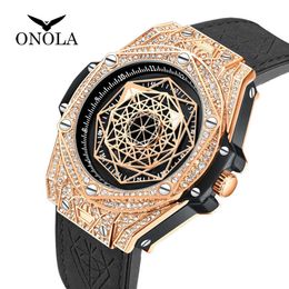 Onola Fashion Full Diamond Diamond Watch Watch Men's Imploy Quartz Watch
