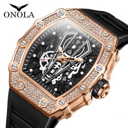 Onola Full Diamond Fashion Watch Men's Tape Imploy Quartz Watch Men's