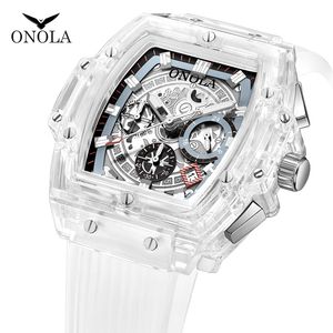 cwp ONOLA transparant plastic vierkant horloge heren 2021 dames luxe chronograaf polshorloge mode casual sport uniek quartz