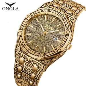 Onola Watch Heren Waterdicht stalen band Classic Watch Fashion Personality Trend Business Men's Watch