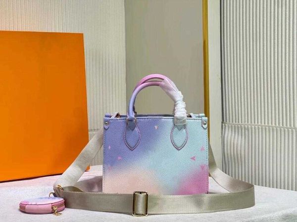 Onthego Sunrise Pastel PM The Totes Bag Sac M59856 Colorful Womens Designer Handbag 2023 Spring in the City Gradient Color Cross Case