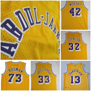 OO ''''jerseysretro Heren Basketbal Jersey Kareem Abdul Jabbar Chamberlain Dennis Rodman JOHNSON Ed Jerseys Mesh