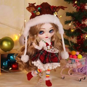 Ooak ICY DBS Blyth Pop Kerstavond Make-Up CXmas Boom Herten Cosplay Dressing 16 BJD Anime Meisje OB24 Speelgoed Gift 240311