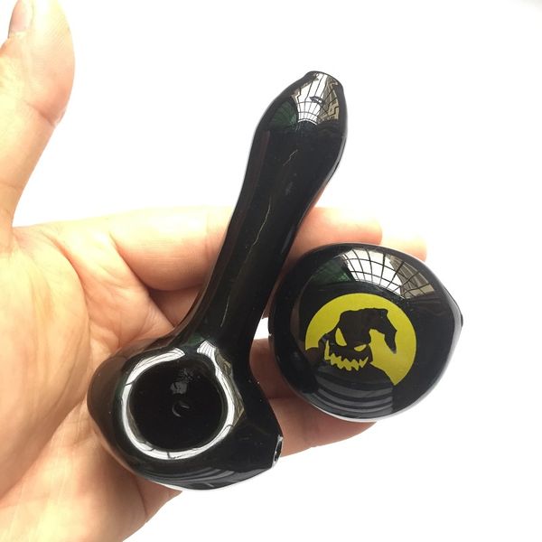 Oogie Boogie man Pipe Solid Black Jack Boogie Man Cuillère Pipe 11cm Épais Verre Tube Fumer Accessoires pour Noël