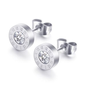 Oorbellen Diseñador de lujo Mujer Moda Stud Regalos para amantes de acero inoxidable con diamantes Pendientes de compromiso de alto pulido para números romanos de Navidad