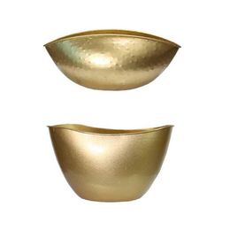 OOTDTY Goud Metalen Bloempot Planter Vaas Vetplant Container Ornament Home Decoratie Binnen Buiten 210712236O