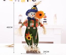 Ootdty Scarecrow Ornements debout Fleur Fleur Doll de bureau Disposition de bureau Halloween Decoration pour la salle de classe de la maternelle 6417813