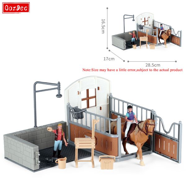 Oozdec 13 pièces jouets de jeu stable à cheval avec zone de lavage de cheval et clôture Playset Rider Horses Toy Figures pour garçons et filles