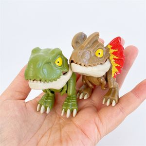 Oozdec 5 PCS Finger Dinosaur Tricky Tyrannosaurus Model Biting Hand Jurassic Dino speelgoed voor kinderen Animal Movable Joints T-Rex