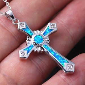 Opal drop lijm stralingscross Cross dames hanger ketting sieraden