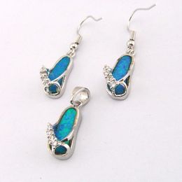 Opaal Sieraden met CZ-steen; Mode Hanger en Earring Set Mexican Fire Opal Sandals Designs