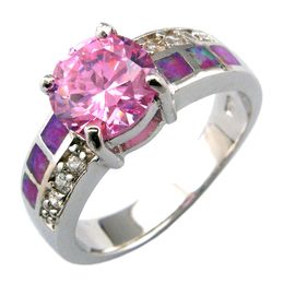 Bijoux en opale avec pierre CZ rose; bagues en opale à la mode OR073A-1