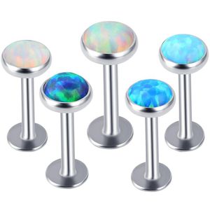 Opaal Lip Stud Stone Labret Ring 16G Lip Stud Kit Body Sieraden Voor Vrouwen Oor Cartilage Oorbel Piercing Ombligo