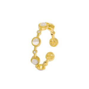 Opale ouverture anneau lumière luxe mode personnalité Ins marée petit vent froid rond Simple bijoux pour femmes fille amitié cadeaux