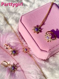 Opaal Zirkoon Ster Geometrische Hanger Ketting Choker voor Vrouwen Bruiloft Vintage Charm Sieraden Set Accessoires
