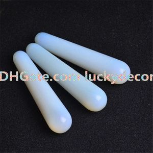 Opalite Healing Wand Massage Acupunctuur Therapie Behandeling Ronde Energie Generator Stick Point Synthetisch Opaal Crystal Gua SHA Scraping Tool