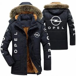 Opel Logo Vestes d'hiver Cott pour hommes Parkas à capuche Doublure en fourrure d'agneau Peluche Hommes Épaississement froid Fi Veste de moto z0X3 #