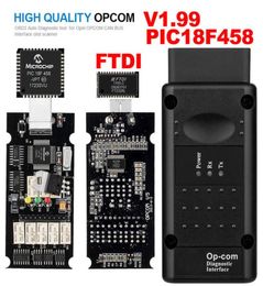 Opel OPCOM V199 met PIC18F458 FTDI Opcom OBD2 Auto OBD Diagnose Scanner Tool OP COM CAN BUS Interface Kit Software USB Update2300112
