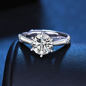 Open verstelbare Moissanite Ring Band Finger Diamond Women Engagement Wed Rings Mode-sieraden Gift Will and Sandy