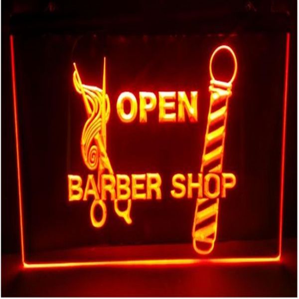 ABIERTO Barbero coche cerveza bar pub club 3d signos led neón luz signo decoración del hogar tienda crafts290d