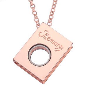 Livre ouvert mémoire médaillon pendentif collier argent or flottant médaillons pour femmes bricolage mode bijoux Will et Sandy