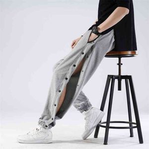 Open-Breasted Guard Hommes Pantalons Printemps Eté Mince Coton Taille Élastique Pantalon De Sport Pieds Lâches Jambes Larges Casual 210715