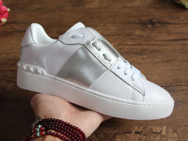 Open Designer Shoes Meilleure qualité blanc Hommes Nouvelles paires en cuir véritable Designer Sneaker Luxury FASHION Stripe Casual Chaussures pour femmes