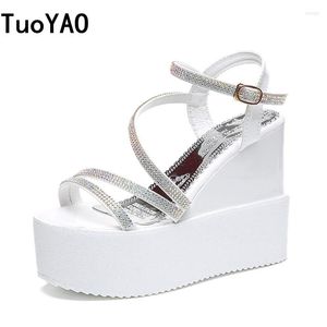 Open ontwerpers Women Gladiator Sandalen Zomer teen Buckle riemschoenen Sexy 12 cm hoge hakken sandaal casual vrouw wiggen 2023 879