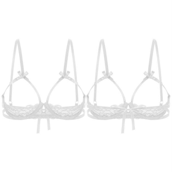 Soutien-gorge à mamelon ouvert pour femmes, sous-vêtements érotiques et Sexy, coupe ouverte, poitrine découpée, transparent, dentelle transparente, Lingerie, étagère, sous-vêtements 2750