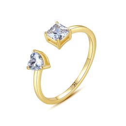 AAA Zircon Ring S925 Pure Silver Open Ring Opled 18K Gold Ring Fashion Women Ring High End Heart Zircon Ring Jewely Joyería de San Valentín Regalo Spc Spc