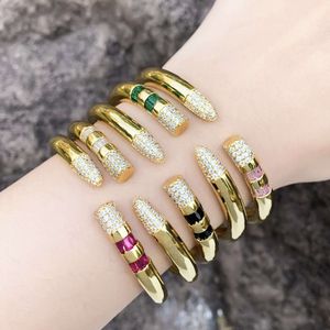 Ouvert simple adorable vintage cubique zirconi les bracelets de bijoux de mode plaqué or bracelets pour les femmes quittent le cuivres en cuivre