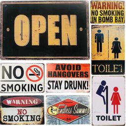 Open Stop WC Métal Tin Signs Warning No Smoking Sign Free Wifi Poster Plate Pub Rustic Wall Plaque Garage Bar Home Wall Decor Custom Art Decor Taille 30X20 w01