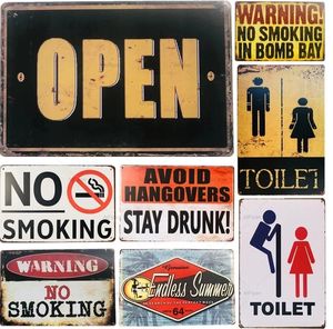 Open stop toilet metalen tinnen tekens waarschuwing geen rookbord gratis wifi posterplaat pub rustieke wand plaque garagebar home muur decor gepersonaliseerd kunstdecor maat 30x20 w01