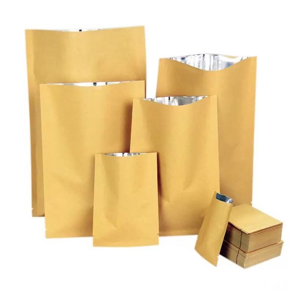 bolsa de paquete de papel marrón kraft al vacío superior abierta válvula de sellado térmico bolsas de embalaje bolsa de embalaje de almacenamiento de alimentos