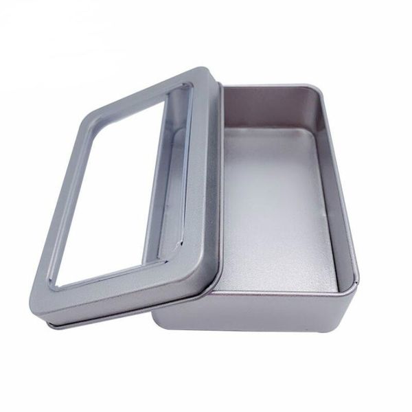 Boîtes de rangement en métal à fenêtre ouverte, boîte d'emballage en acier et étain, boîte d'emballage RH5330
