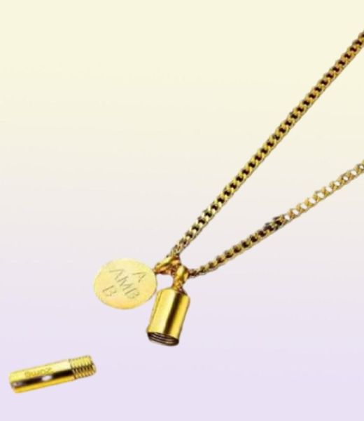 Collier pendentif capsule ouvrable hommes femmes luxe designer lettre pendentifs en acier inoxydable hommes chaîne à maillons cubains gold3303899