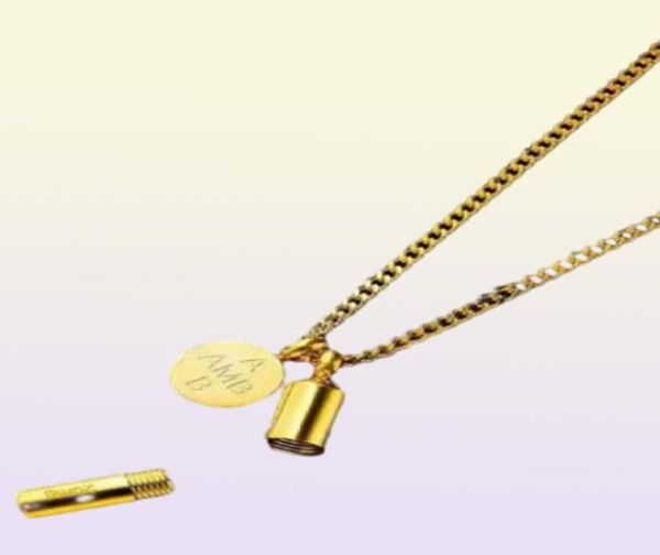 Collier pendentif capsule ouvrable hommes femmes luxe designer lettre pendentifs en acier inoxydable hommes chaîne à maillons cubains gold4631080