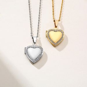 Openable Lover Heart Photo hanger roestvrijstalen sieraden kunnen decoraties klassieke sieraden plaatsen