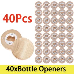 Openers 40 stuks houten ronde eenvoudige koelkaststicker flesopener koelkastmagneet flesopeners universele keukenaccessoires