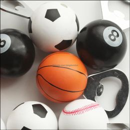 Openers bar accessoires flesopener magneet sferisch met houten handvat vier stijlen Avalible Basketball Billiards voetbal softba dhphm