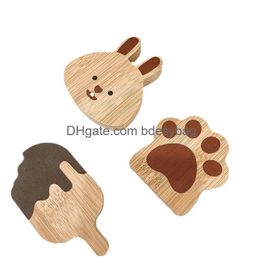 Ouvre-ouvre-cartes de bricolage de bricolage en bois rond bouteille ouvre-trappes Coaster Réfrigage Aimant décoration bière Logo personnalisé Home Garden Kitchen Drop D OTP9Z