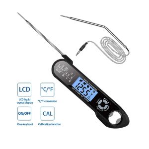 Openers DoubleProbe Vlees BBQ-thermometer Digitaal alarm Waterdichte thermometer met flesopener voor koken Oven Roken Grillgereedschap